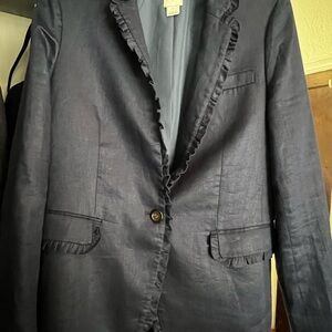 Navy Blazer with Ruffle Trim Jcrew